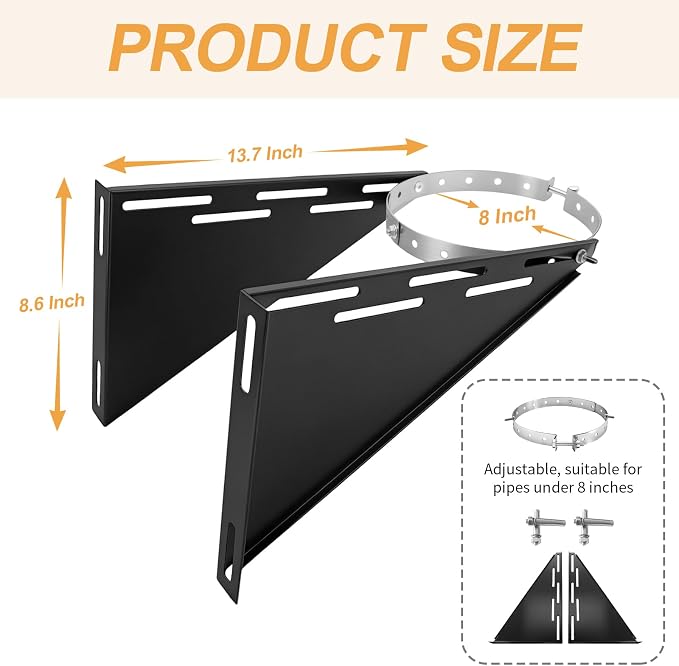 Adjustable 8" Chimney Pipe Wall Support Bracket - Image 2