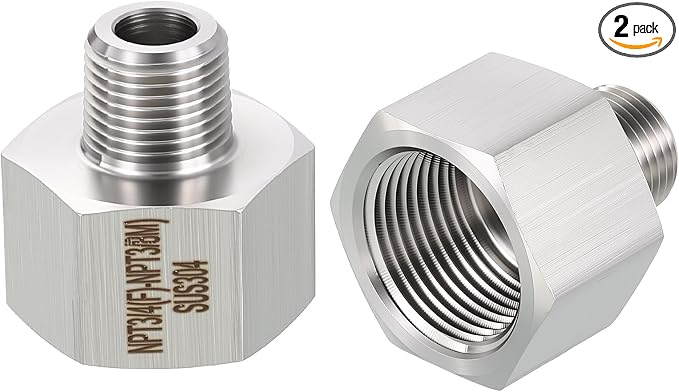 2 Pack 304 Stainless Steel FeMale to Male Adapters, 3/4" FeMale NPT x 3/8" Male by Rebower