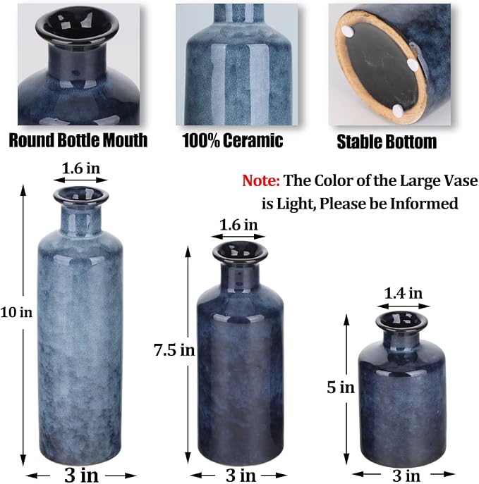 Blue Ceramic Vase Set - Image 2