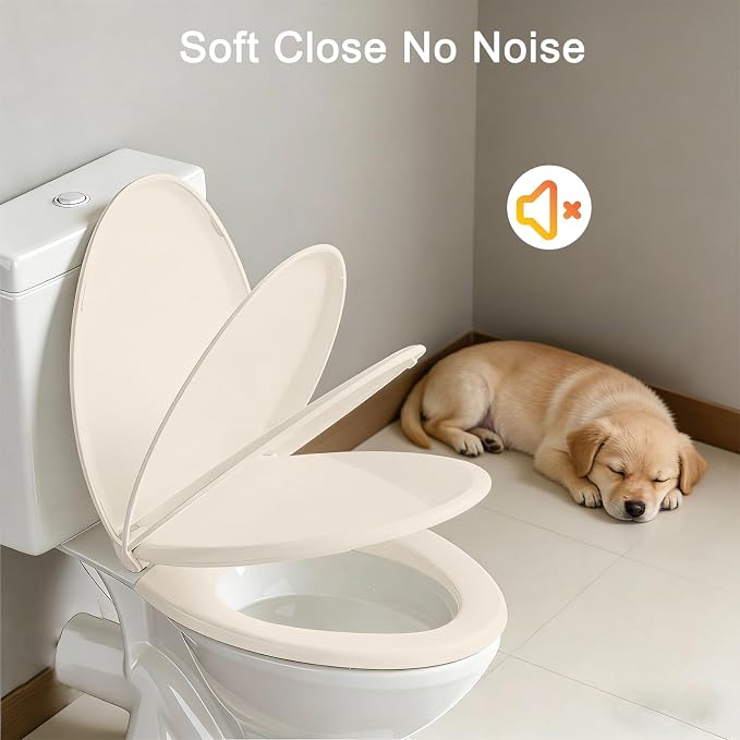 Almond Elongated Toilet Seat, 18.5 x 14.2 Inch Durable Plastic Toilet Seat - Image 2