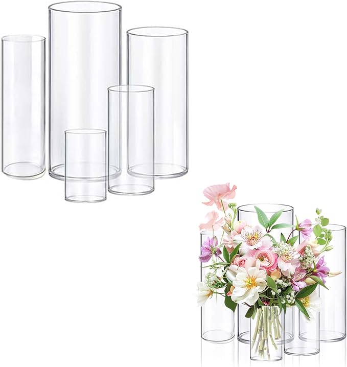 5pcs Glass Vase Cylinder Vases for Centerpieces 4, 10 Inch Tall Small Flower by Unknown
