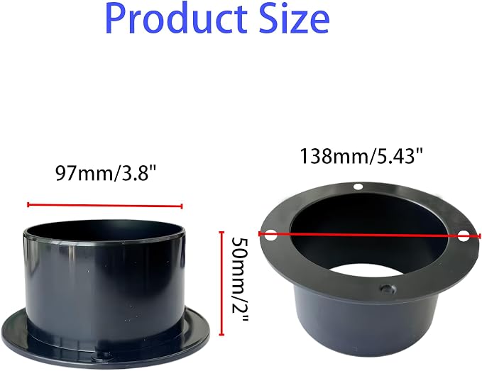 4 Inch Black Plastic Duct Connector Flange, ABS Straight Pipe Fitting - Image 2