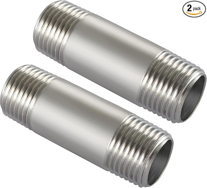 Beduan Stainless 1/2 NPT Male Threaded 2" Length Nipple Pipe Fitting 2 PCS | by Beduan