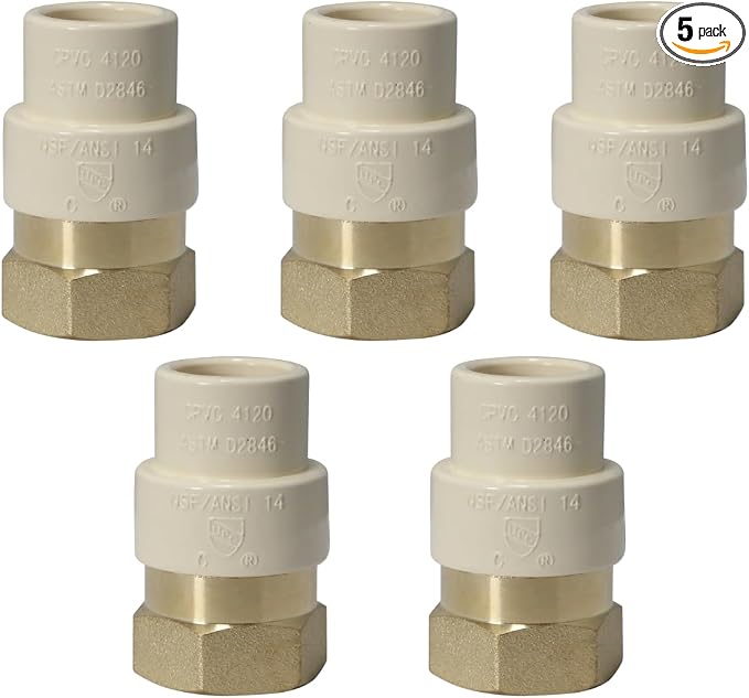5 Pack XFITTING 1/2" Female NPT x 1/2" CPVC Adapter by XFITTING