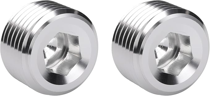 1/16 NPT Male Thread Allen Head Socket Pipe Plug Fitting Aluminum Silver by Podavelle