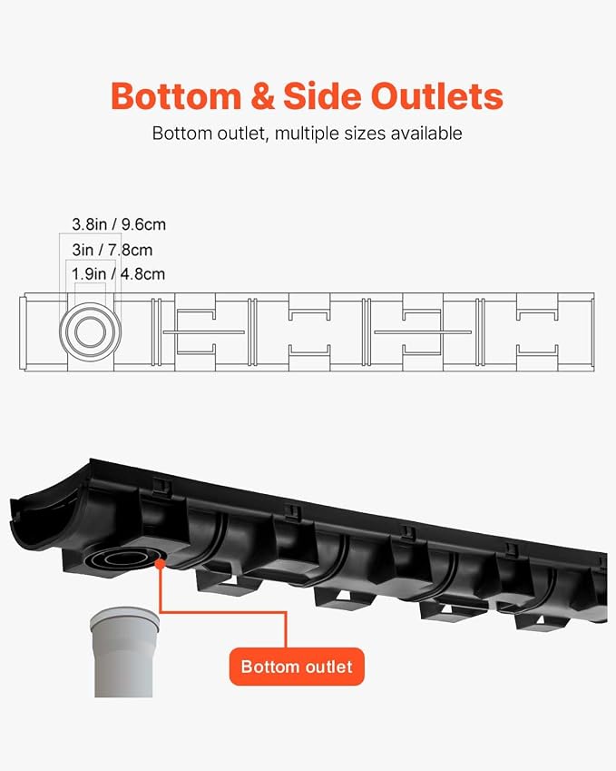 VEVOR Trench Drain System 5 Pack, Channel Drain - Image 5