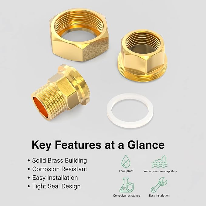 1PCS Brass Union，1/4" NPT Male x 1/4" NPT Female Brass Pipe Fitting - Image 7