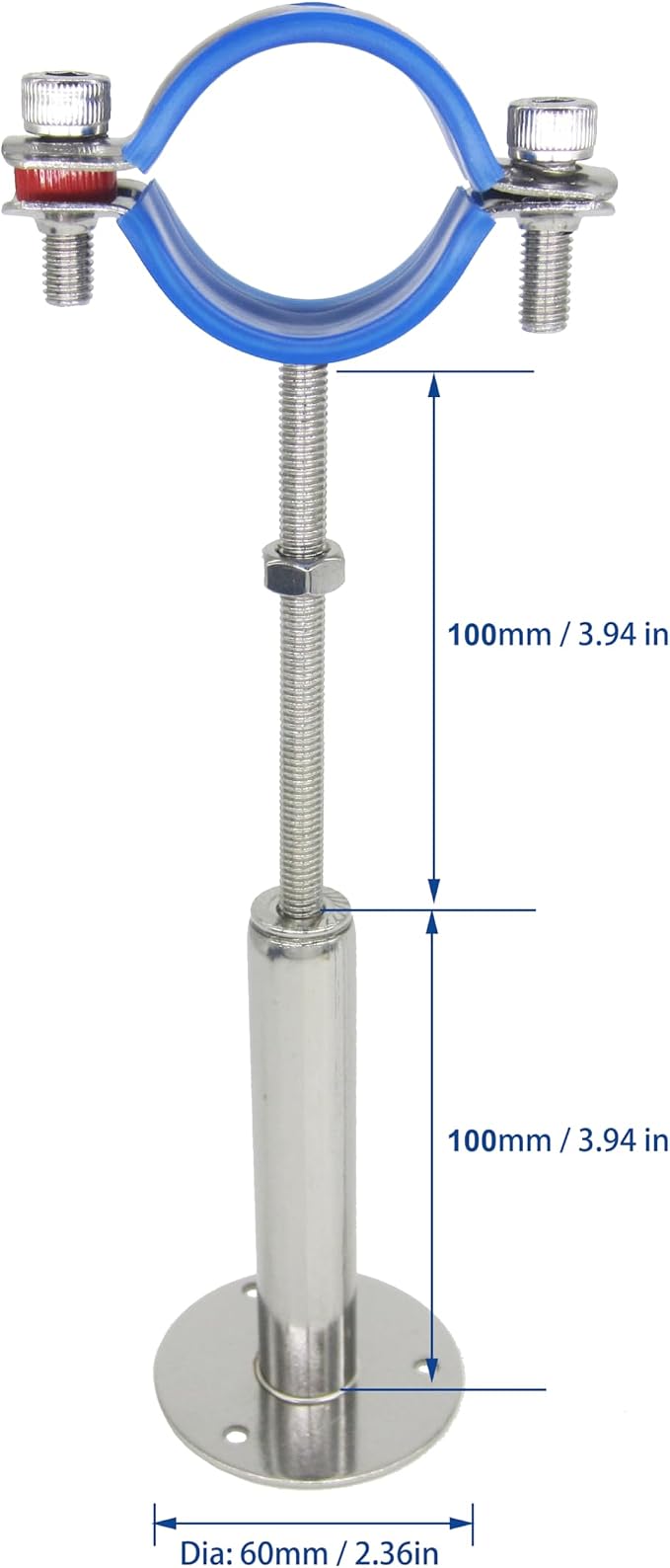 Stainless Steel Adjustable Pipe Clamp Bracket, 1-1/2 Inch - Image 2