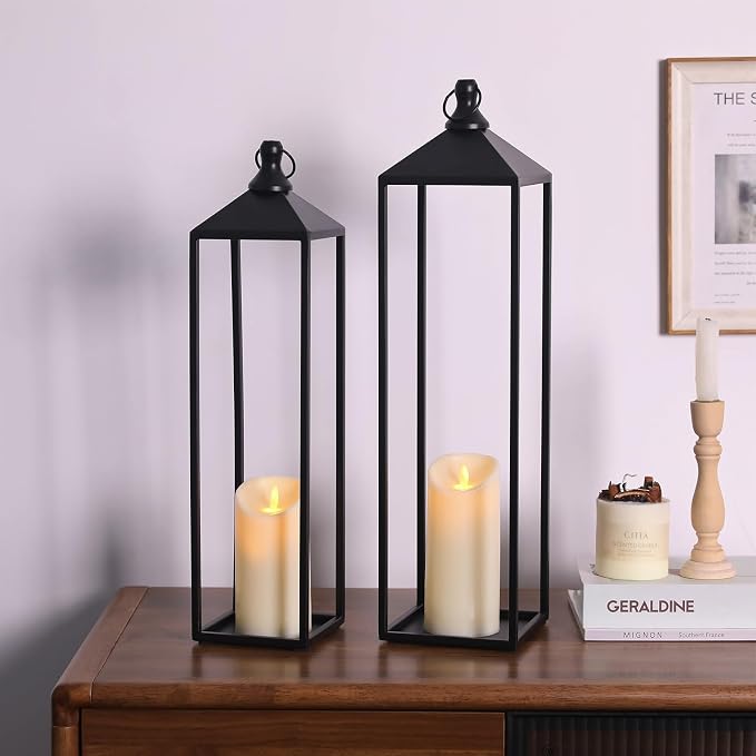22'' 19'' Large Lanterns Decorative Outdoor Indoor, Modern Farmhouse No Glass - Image 9