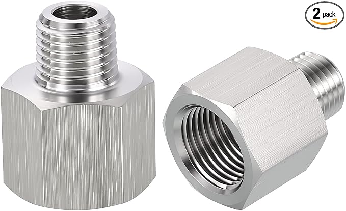 2 Pack 304 Stainless Steel FeMale to Male Adapter, 3/8" FeMale NPT x 1/4" Male by Rebower