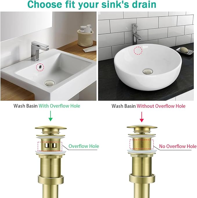 Brass Round Bottle P-Trap with Pop Up Drain Stopper, 1 1/4 Adjustable Basin - Image 6