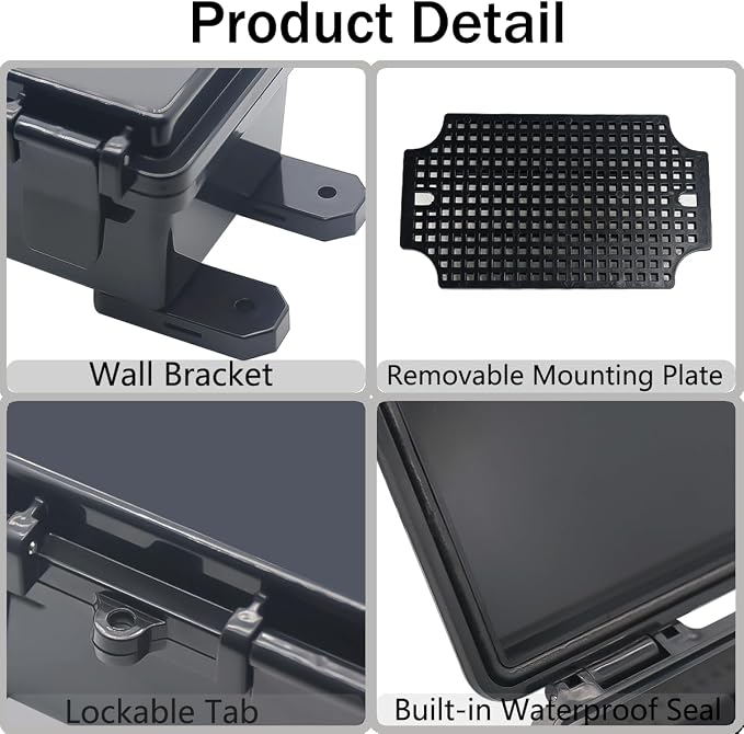 Junction Box, Hinged Black Clear Cover IP67 Waterproof ABS Project Box - Image 4