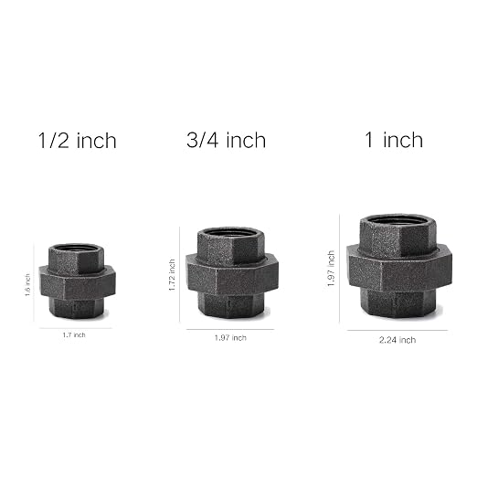 1/2" Cast Iron Union, Home TZH 10 Pack 1/2" Industrial Malleable Female Pipe - Image 4