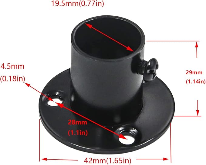 Antrader 0.75inch Stainless Steel Black Adjustable Closet Rod Flange Holder | - Image 3