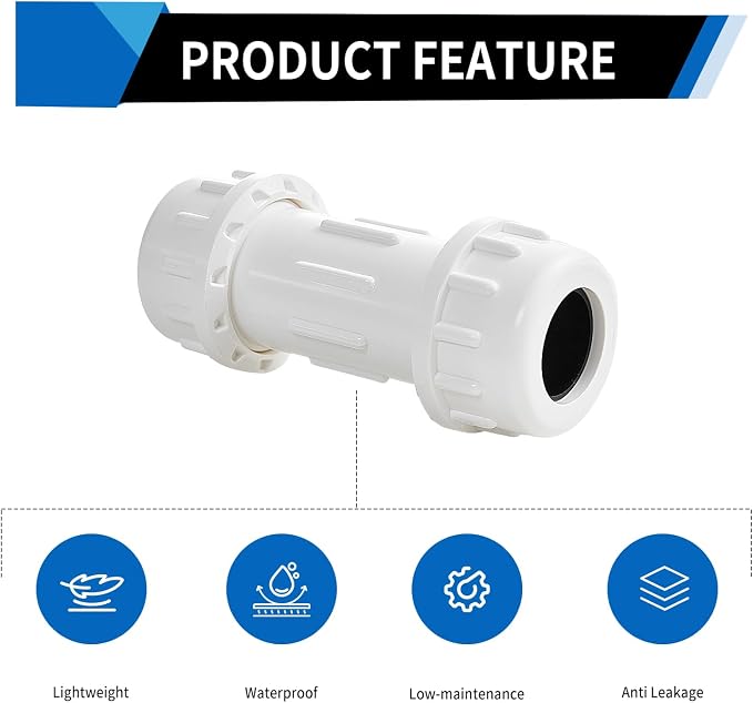 DONWARE 2-inch PVC Compression Coupling, Pipe Fittings Adapter Connection - Image 5