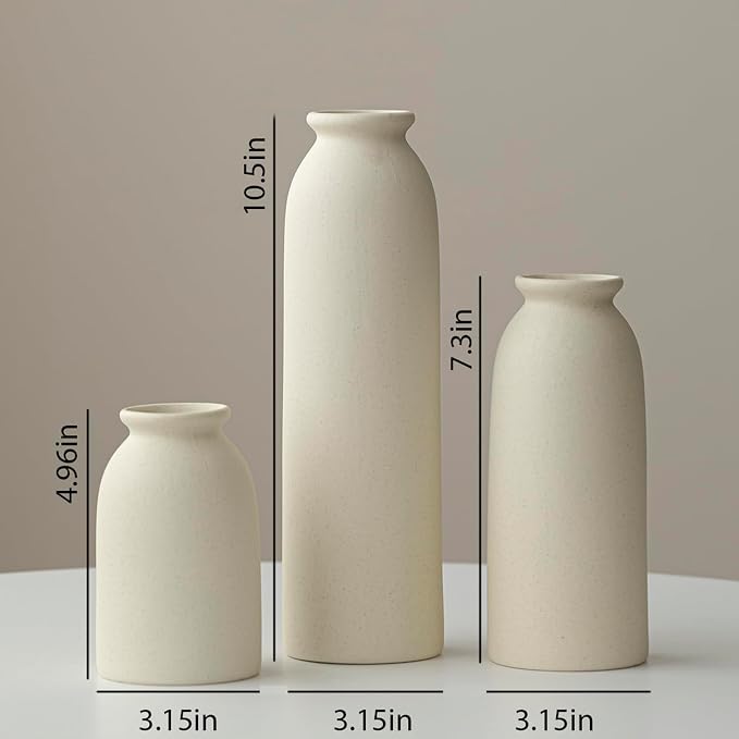 10.4 inches Tall Decorative Ceramic Vase Set, 3 Pieces, 10 inches Nordic Modern - Image 4