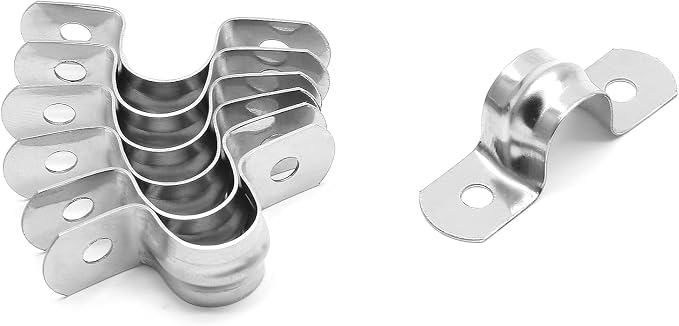 50Pcs 15/32 Inch Stainless Steel Conduit Clamps | Two Hole Strap, U Bracket - Image 5