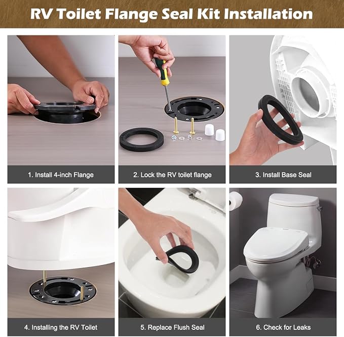 RV Toilet Seal and 3 Inch Socket RV Toilet Flange Kit, Fit - Image 4