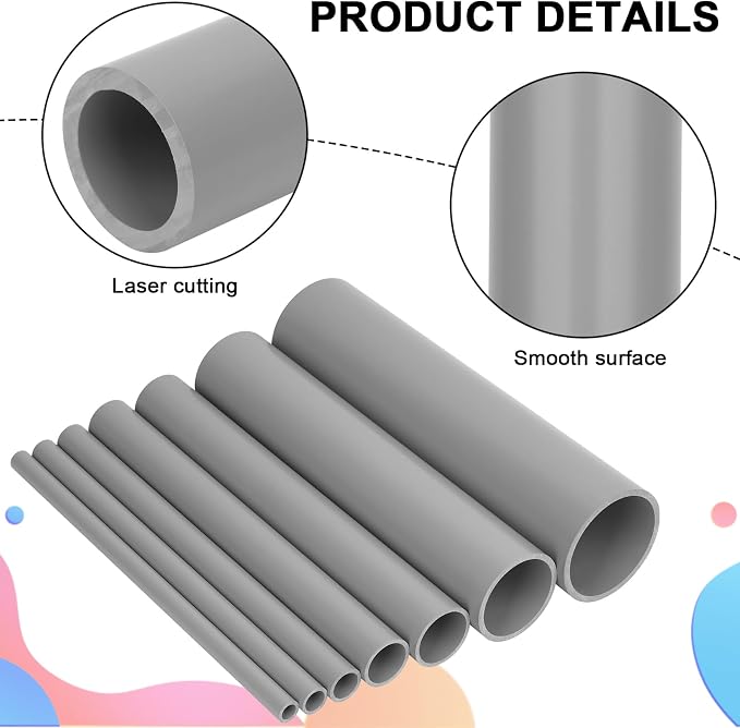 4Pcs 1-1/2 Inch Grey Electrical Conduit PVC Pipe 17" Long Sch40 PVC Rigid Tube - Image 5