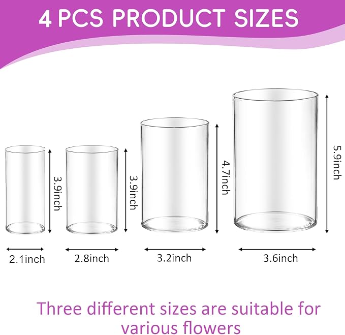 48pcs Glass Vase Cylinder for Centerpieces 4, 6Inch Tall Small Flower Glass - Image 2