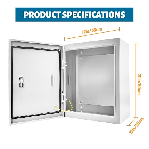 Electrical Junction Box 20x12x10, NEMA 4X IP66 Steel Enclosure Box | 1.5mm steel - Image 7