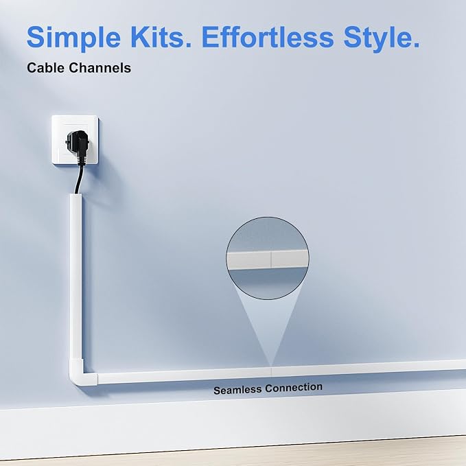 Yecaye Cord Covers for Wires on Wall, W1.18in H0.67in, Large Cord Organizer for - Image 3
