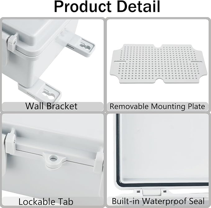 Junction Box, Hinged Grey Cover IP67 Waterproof ABS Project Box - Image 4