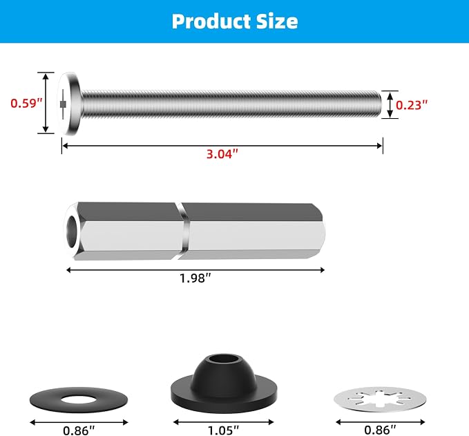 Hibbent 2 PCS Toilet Seat Bolts Kit, Stainless Steel Bolts - Image 2