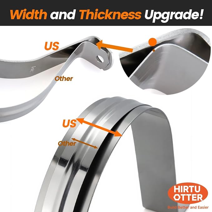 3 PCS 4-1/2 Inch, 304 Stainless Steel Thickened Pipe Clamps, Heavy-Duty Two - Image 6