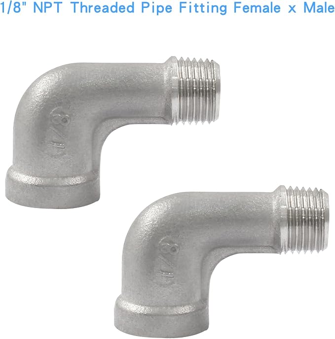 2Pcs 304 Stainless Steel 90 Degree Elbow Fittings, 1/8" NPT | Female x Male - Image 4