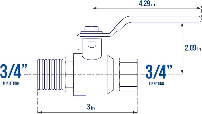 Midline Valve 822MF256 Premium Brass Full Port Ball Valve 3/4 in. FIP x MIP - Image 5
