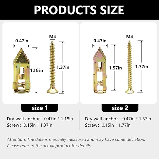 Self Drilling Drywall Anchors and Screws Kit, Heavy Duty Steel Wall Anchors - Image 2