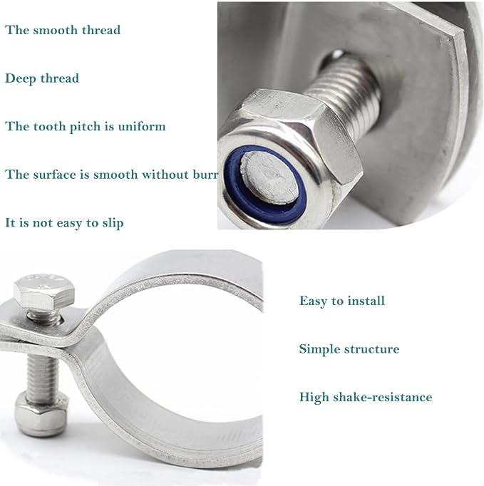 AKIHISA 2 Pcs 127-133mm Range Heavy Duty Rigid Handleless Flat Pipe Bracket - Image 5