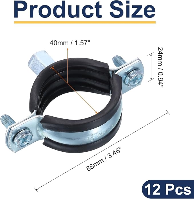 uxcell 12 Pcs Split Ring Pipe Hanger, 40mm/1.6inch Adjustable Pipe Bracket - Image 2