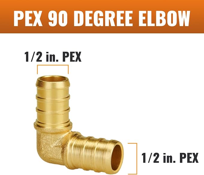50-Pack 1/2" PEX 90 Degree Elbow, PEX Fittings 1/2 Inch | Brass - Image 2