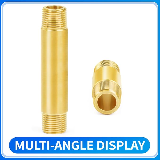 ChillWaves Brass Pipe Fitting, Long Nipple Pipe 1/2" NPT Male x 1/2" NPT Male - Image 3