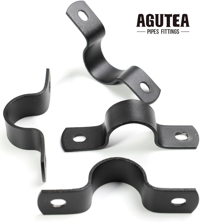 Black U-Clamps 1 INCH Metal Pipe Clamps 2-Hole U-Brackets Suitable - Image 7