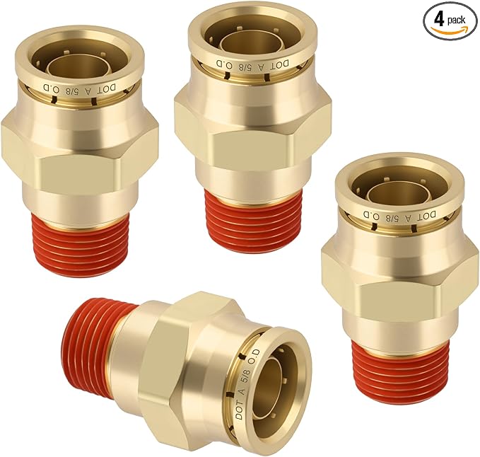 DOT Approved Male Straight Brass Union 5/8" Tube x 3/8" NPT, Quick Connect Union by BOERAY
