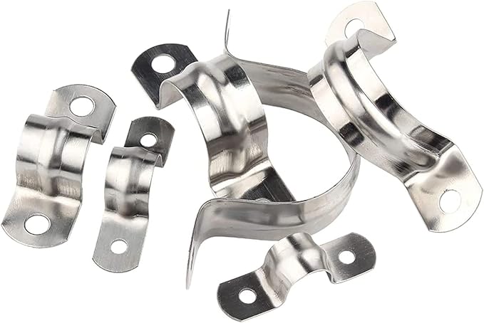 100 Pcs 1/2inch Rigid Pipe Strap, Two Hole Stainless Steel Strap U Bracket - Image 4