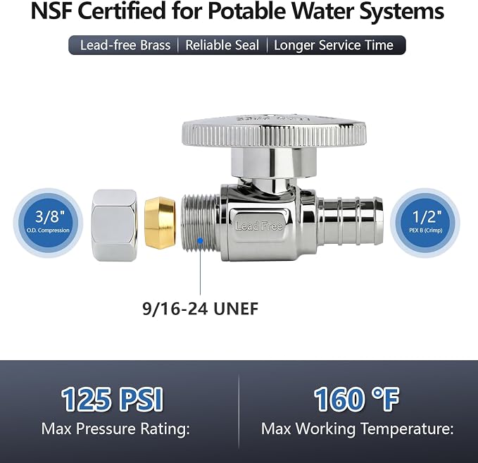 WiseWater Straight Stop Valve 1/2" PEX x 3/8" Compression | - Image 2