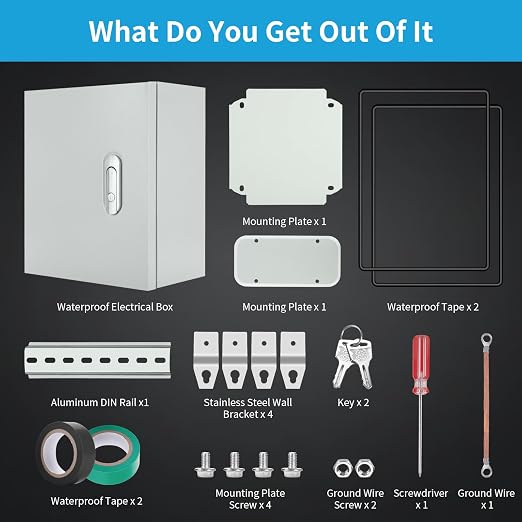 12" x 10" x 6" Heavy Duty Steel Electrical Enclosure, Outdoor Weatherproof Wall - Image 3