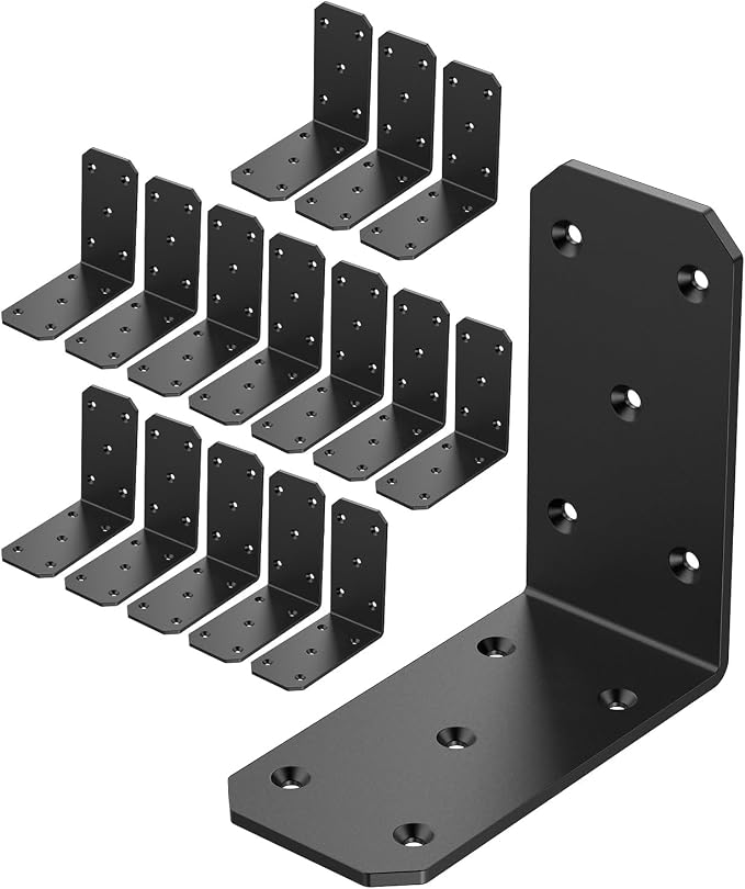 Heavy Duty L Brackets, 5x5 Inch, 300 LBS, 16 Pack | Carbon Steel, Rust by Unknown