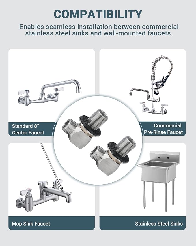 Wall Mount Faucet Installation Kit 1/2" NPT Commercial Faucet Parts Faucets - Image 7