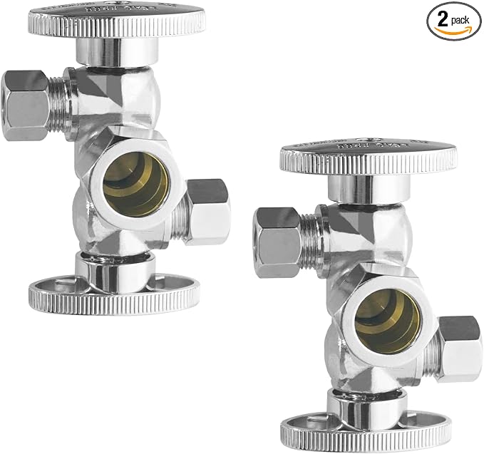 WiseWater 1/2" NOM x 3/8" OD Comp x 3/8" OD Comp Dual Shut Off Valve | Heavy by WiseWater