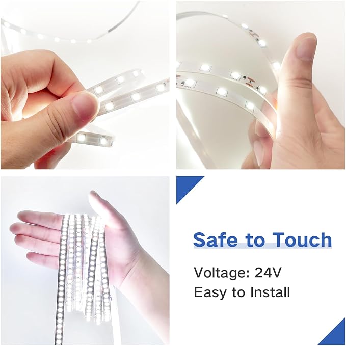 16.4ft Dimmable White LED Strip Light Kit, Dimmable 3000K-6500K, 24V Strip - Image 5