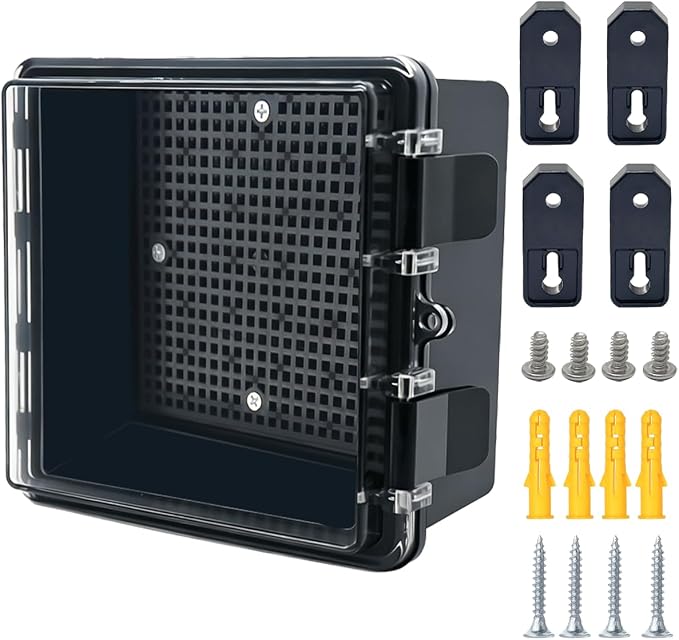 Junction Box, Hinged Black Clear Cover IP67 Waterproof ABS Project Box by Otdorpatio