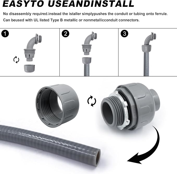 1-1/2 inch Liquid Tight Connector PVC Flexible Conduit Connector, 180 Degree - Image 5