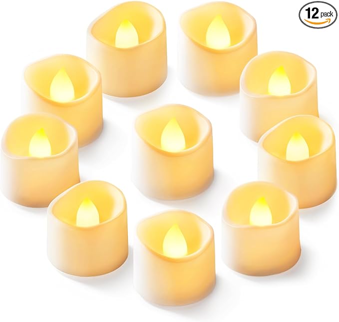Homemory 12-Pack Flameless Tea Lights Candles Battery Operated, 200+ Hours | by Homemory