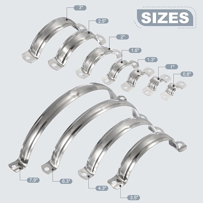 HARFINGTON 2pcs 201 Stainless Steel 6.3"/160mm Split Ring Pipe Hanger Pipe - Image 5