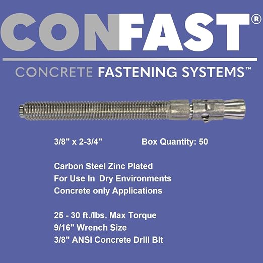 3/8" x 2-3/4" Wedge Anchor Zinc Plated - Image 3
